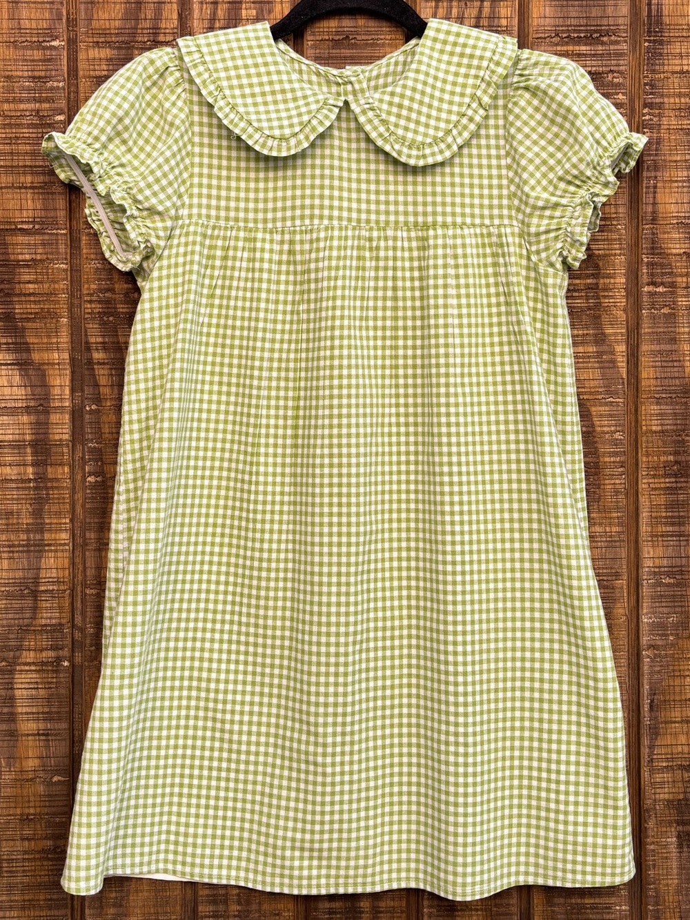 Cider Gingham Light Green & White Babydoll Dress